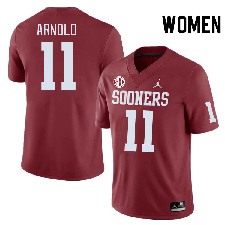 Women #11 Jackson Arnold Oklahoma Sooners 2024 SEC Conference College Football Jerseys-Crimson